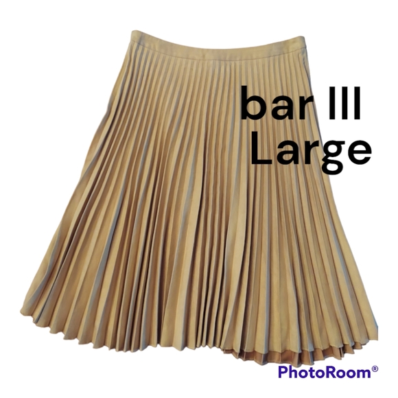 Bar III Dresses & Skirts - bar III sz L Faux micro suede accordion-pleated a-line knee skirt